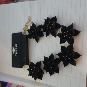 Torrid Black Flower Necklace